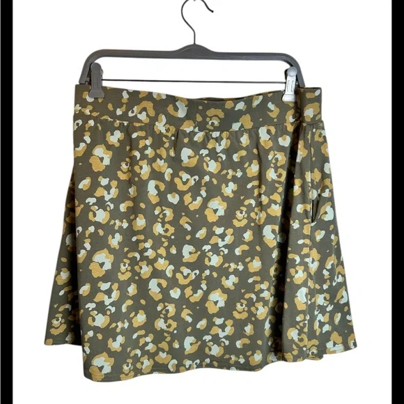 Pact Organic Cotton Green Leopard Fit And Flare Skirt Size XL - Picture 3 of 5